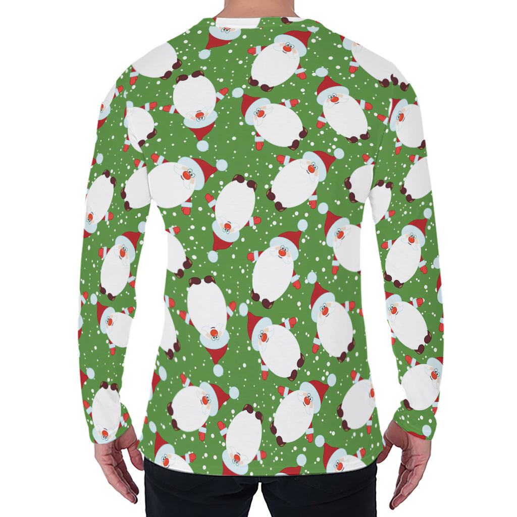 Cartoon Santa Claus Pattern Print Men's Long Sleeve T-Shirt