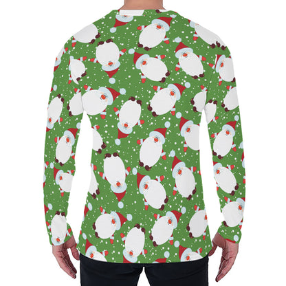 Cartoon Santa Claus Pattern Print Men's Long Sleeve T-Shirt