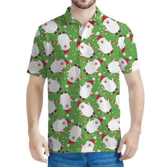 Cartoon Santa Claus Pattern Print Men's Polo Shirt