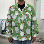 Cartoon Santa Claus Pattern Print Men's Shirt Jacket