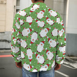 Cartoon Santa Claus Pattern Print Men's Shirt Jacket