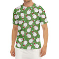 Cartoon Santa Claus Pattern Print Men's Short Sleeve Rash Guard
