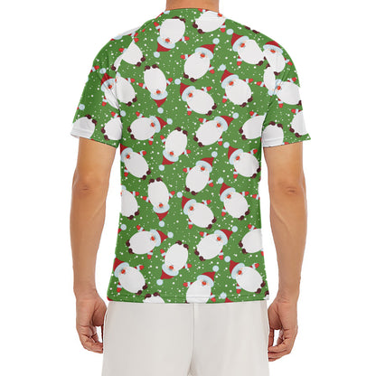 Cartoon Santa Claus Pattern Print Men's Short Sleeve Rash Guard