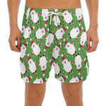 Cartoon Santa Claus Pattern Print Men's Split Running Shorts