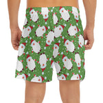 Cartoon Santa Claus Pattern Print Men's Split Running Shorts
