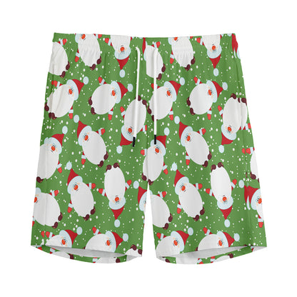 Cartoon Santa Claus Pattern Print Men's Sports Shorts