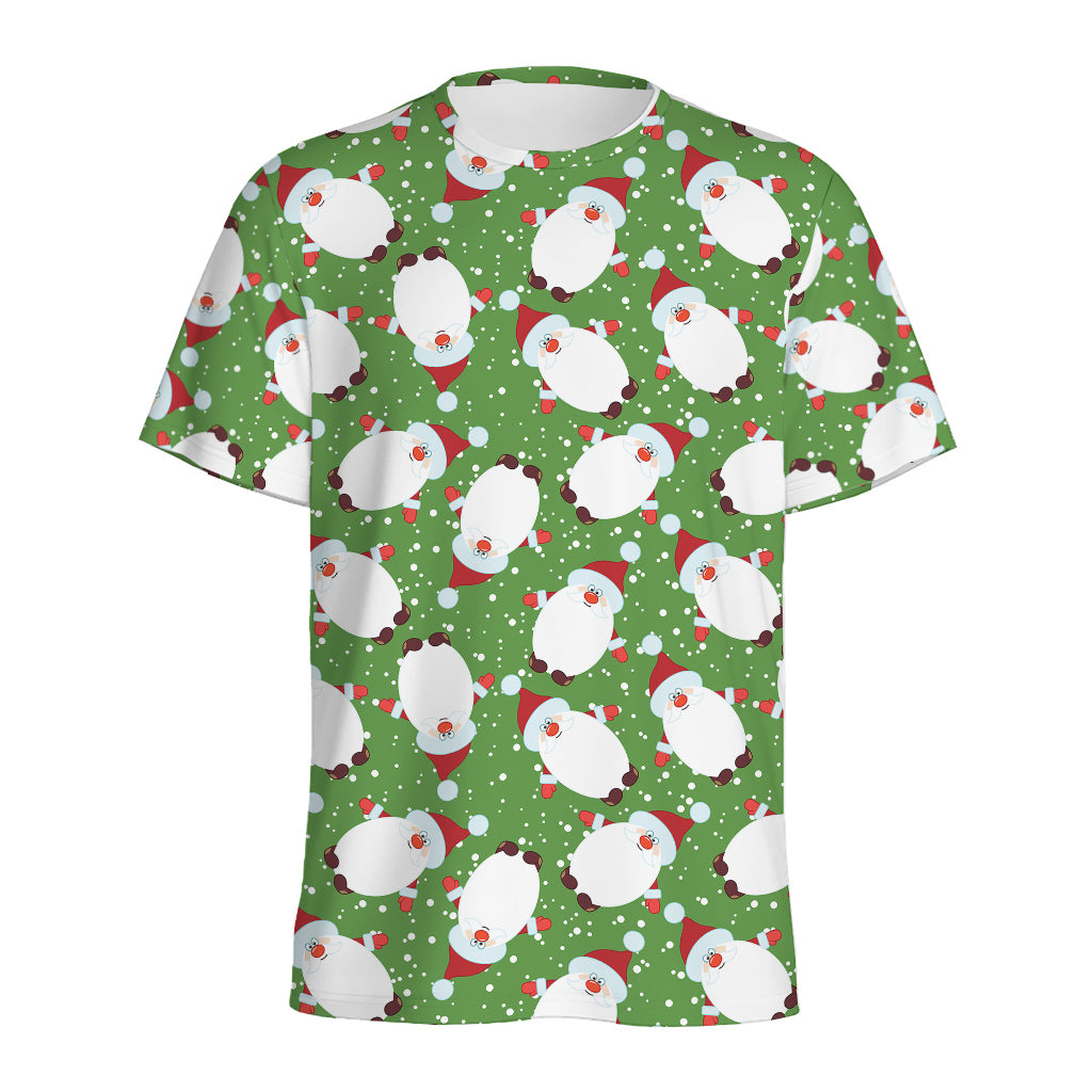 Cartoon Santa Claus Pattern Print Men's Sports T-Shirt