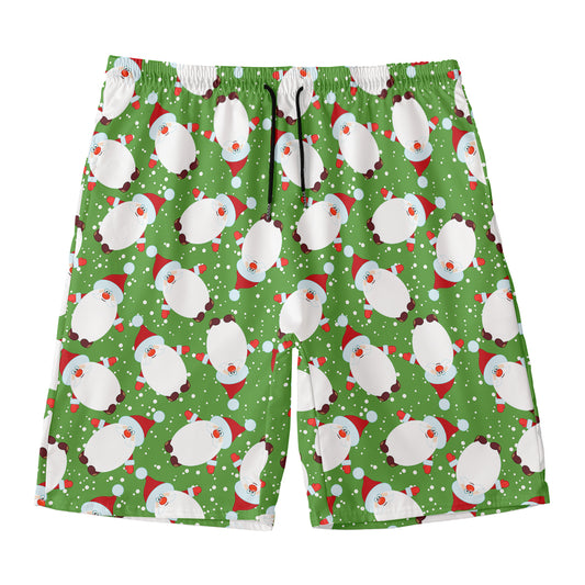 Cartoon Santa Claus Pattern Print Men's Swim Trunks
