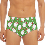 Cartoon Santa Claus Pattern Print Men's Triangle Swim Briefs