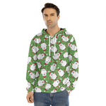 Cartoon Santa Claus Pattern Print Men's Velvet Pullover Hoodie