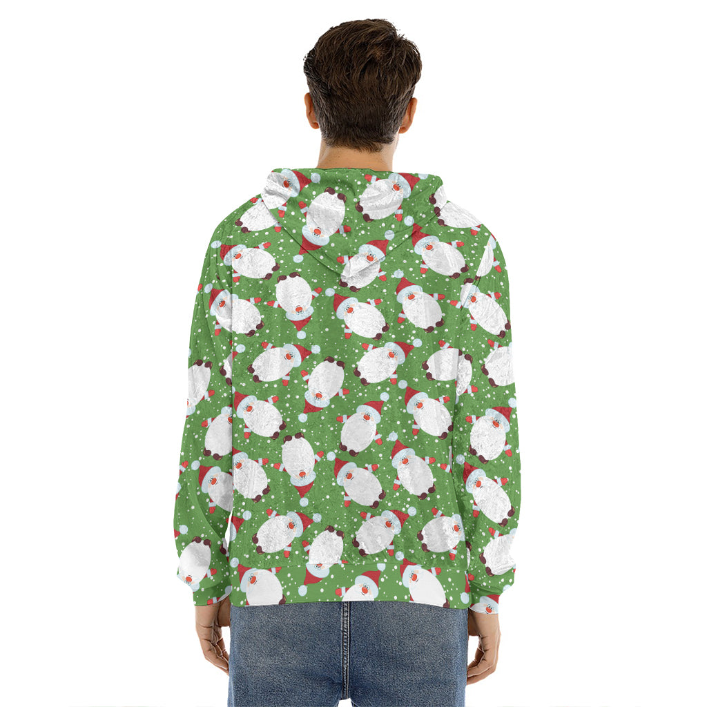 Cartoon Santa Claus Pattern Print Men's Velvet Pullover Hoodie