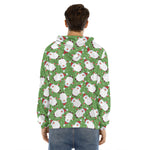 Cartoon Santa Claus Pattern Print Men's Velvet Pullover Hoodie