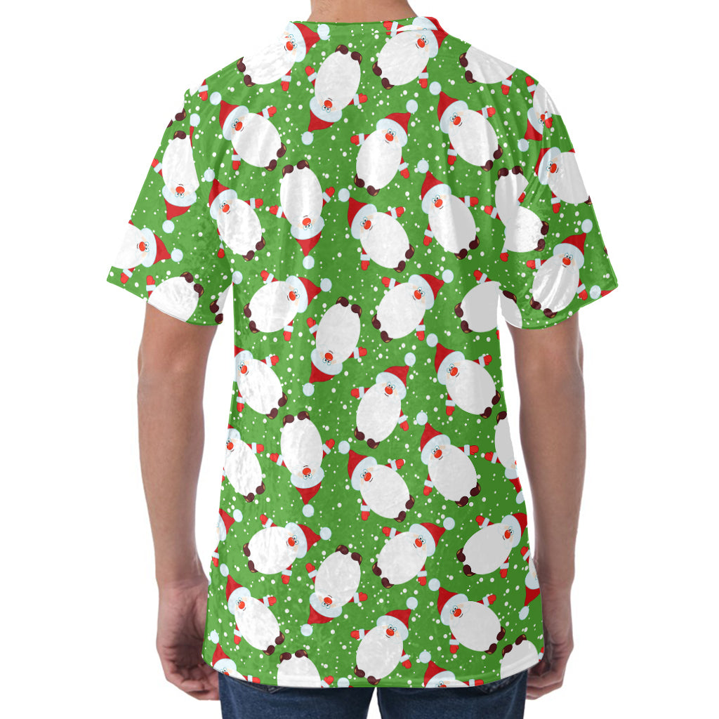 Cartoon Santa Claus Pattern Print Men's Velvet T-Shirt