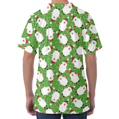 Cartoon Santa Claus Pattern Print Men's Velvet T-Shirt