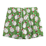 Cartoon Santa Claus Pattern Print Mesh Shorts
