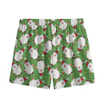 Cartoon Santa Claus Pattern Print Mesh Shorts