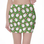 Cartoon Santa Claus Pattern Print Pencil Mini Skirt