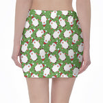 Cartoon Santa Claus Pattern Print Pencil Mini Skirt