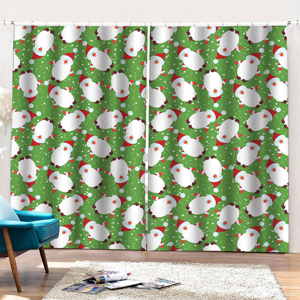 Cartoon Santa Claus Pattern Print Pencil Pleat Curtains