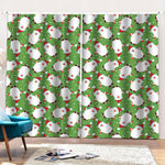 Cartoon Santa Claus Pattern Print Pencil Pleat Curtains