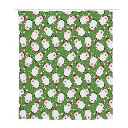 Cartoon Santa Claus Pattern Print Polyester Shower Curtain