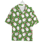 Cartoon Santa Claus Pattern Print Rayon Hawaiian Shirt