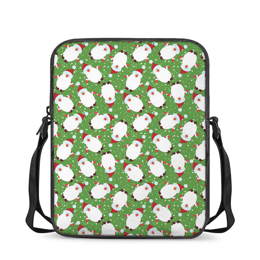 Cartoon Santa Claus Pattern Print Rectangular Crossbody Bag