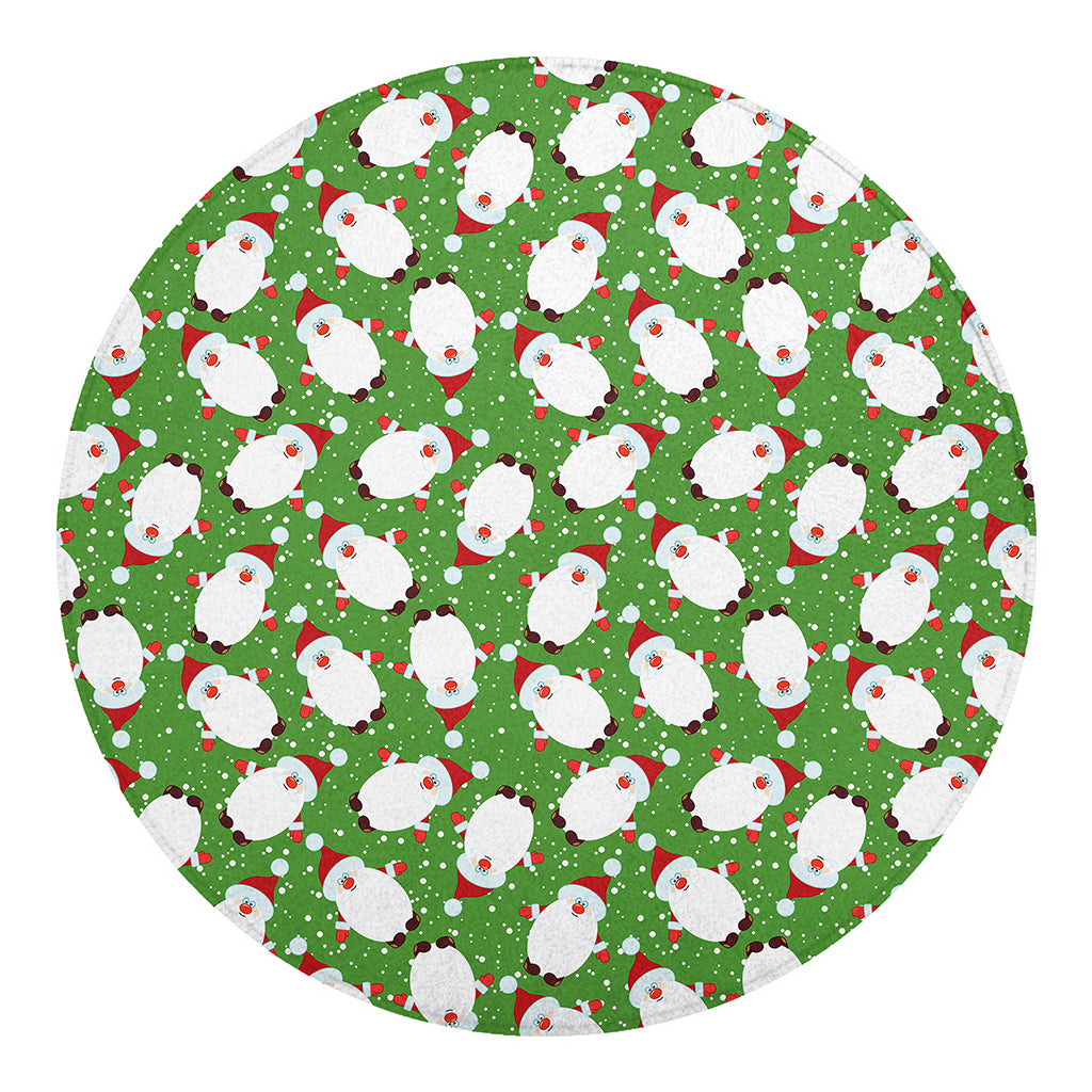 Cartoon Santa Claus Pattern Print Round Blanket