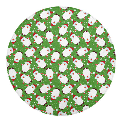 Cartoon Santa Claus Pattern Print Round Blanket