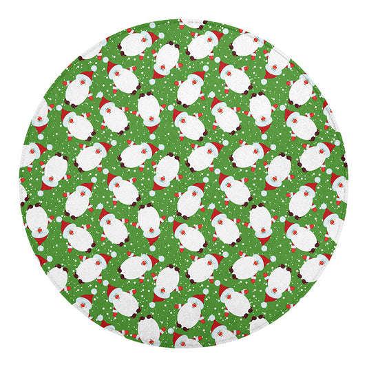 Cartoon Santa Claus Pattern Print Round Blanket