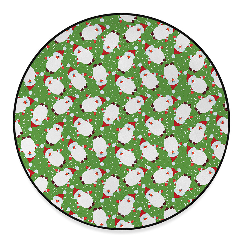 Cartoon Santa Claus Pattern Print Round Floor Mat
