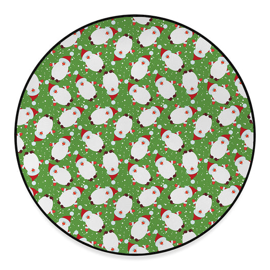 Cartoon Santa Claus Pattern Print Round Floor Mat