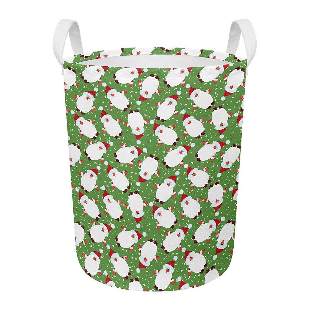Cartoon Santa Claus Pattern Print Round Laundry Basket