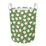 Cartoon Santa Claus Pattern Print Round Laundry Basket