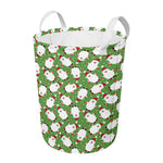 Cartoon Santa Claus Pattern Print Round Laundry Basket