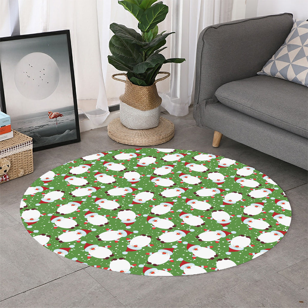 Cartoon Santa Claus Pattern Print Round Rug