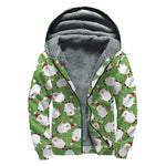 Cartoon Santa Claus Pattern Print Sherpa Lined Zip Up Hoodie