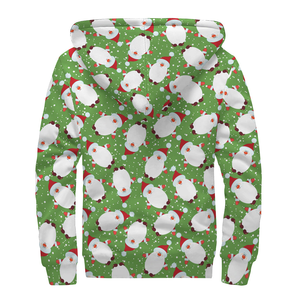 Cartoon Santa Claus Pattern Print Sherpa Lined Zip Up Hoodie