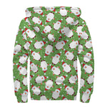 Cartoon Santa Claus Pattern Print Sherpa Lined Zip Up Hoodie