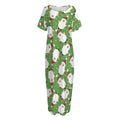 Cartoon Santa Claus Pattern Print Short Sleeve Long Nightdress
