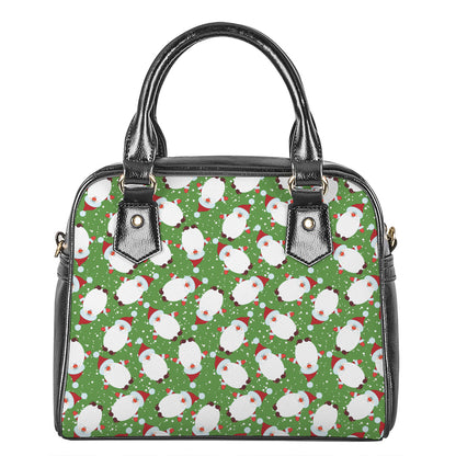 Cartoon Santa Claus Pattern Print Shoulder Handbag