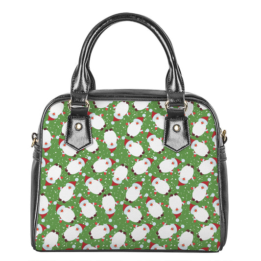 Cartoon Santa Claus Pattern Print Shoulder Handbag