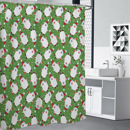 Cartoon Santa Claus Pattern Print Shower Curtain