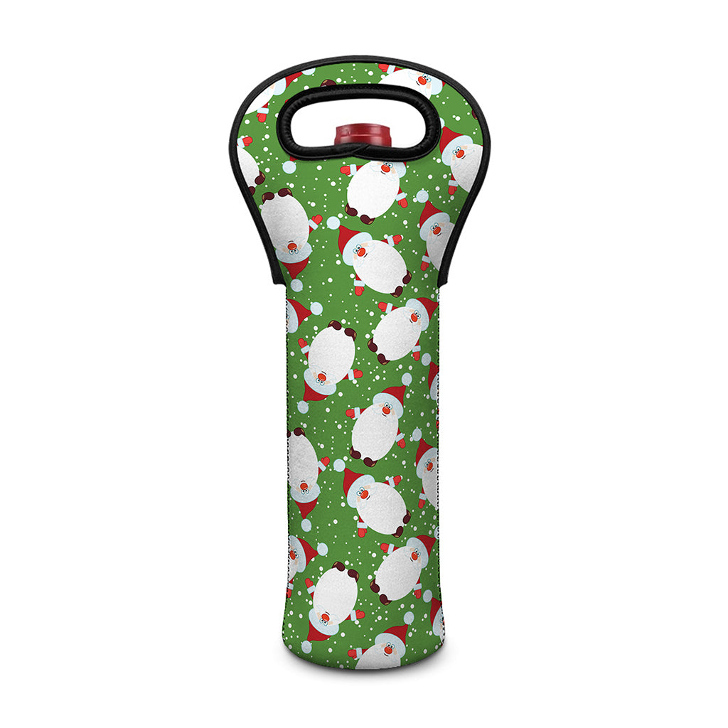 Cartoon Santa Claus Pattern Print Single Neoprene Wine Tote