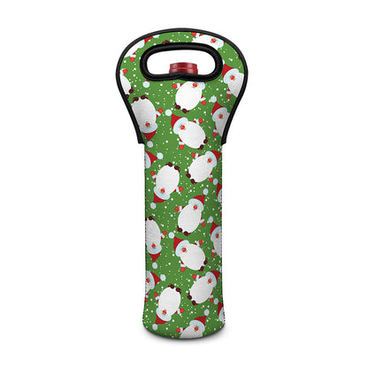 Cartoon Santa Claus Pattern Print Single Neoprene Wine Tote