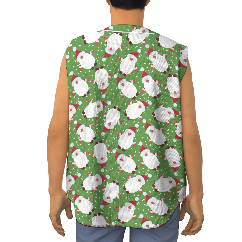 Cartoon Santa Claus Pattern Print Sleeveless Baseball Jersey