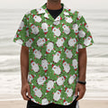 Cartoon Santa Claus Pattern Print Textured Short Sleeve Shirt