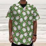 Cartoon Santa Claus Pattern Print Textured Short Sleeve Shirt