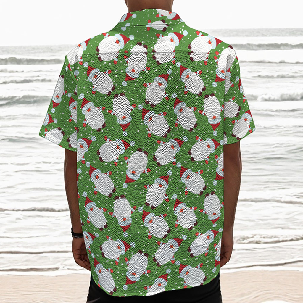 Cartoon Santa Claus Pattern Print Textured Short Sleeve Shirt