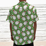 Cartoon Santa Claus Pattern Print Textured Short Sleeve Shirt